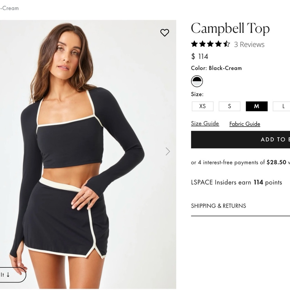 L*Space Black and Cream Campbell Skort Set
